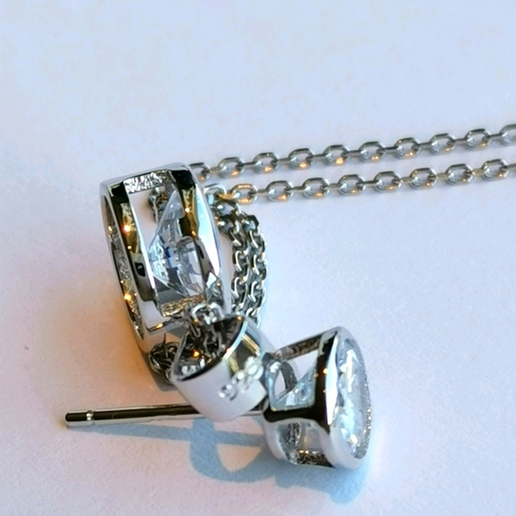 NWT sterling silver cz necklace earring set - Picture 4 of 6